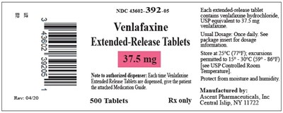 Venlafaxine-37.5 mg- 500ct.jpg 37.5 mg- 500 ct - Venlafaxine 37.5 mg 500ct